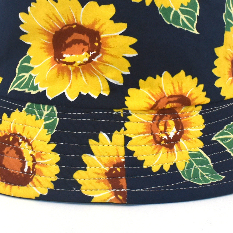 Sombrero de pescador de girasol con estampado de algodón al por mayor